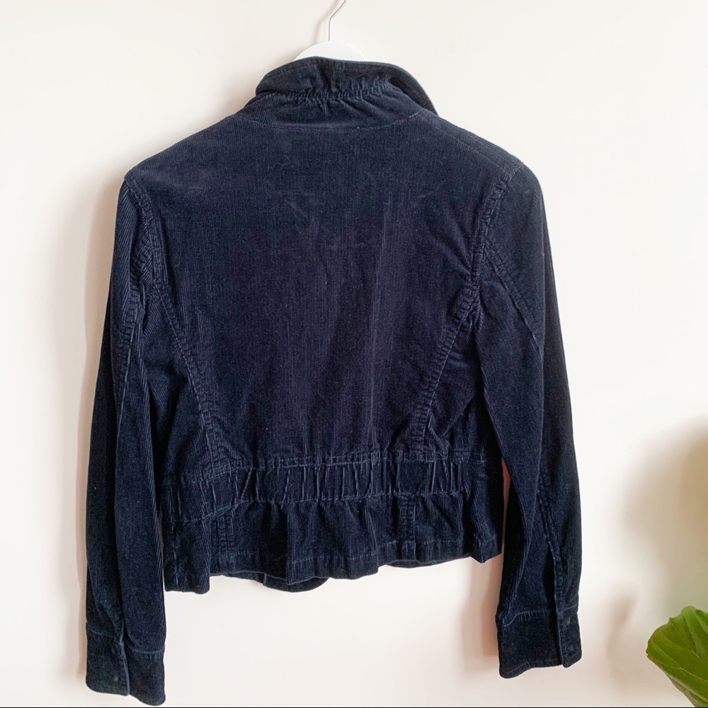 Mexx Navy Blue Cropped Blazer Corduroy Ruched 6 - Picture 9 of 11